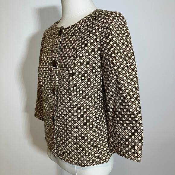 Talbots Brown Basketweave Lattice Pattern Blazer Jacket Womens Size 8 Petite 8P - Picture 4 of 11